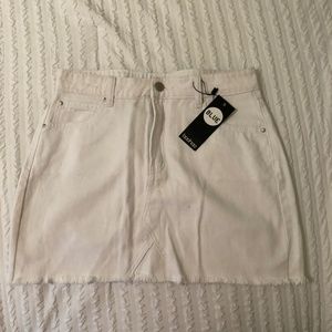 Boohoo White Denim Skirt